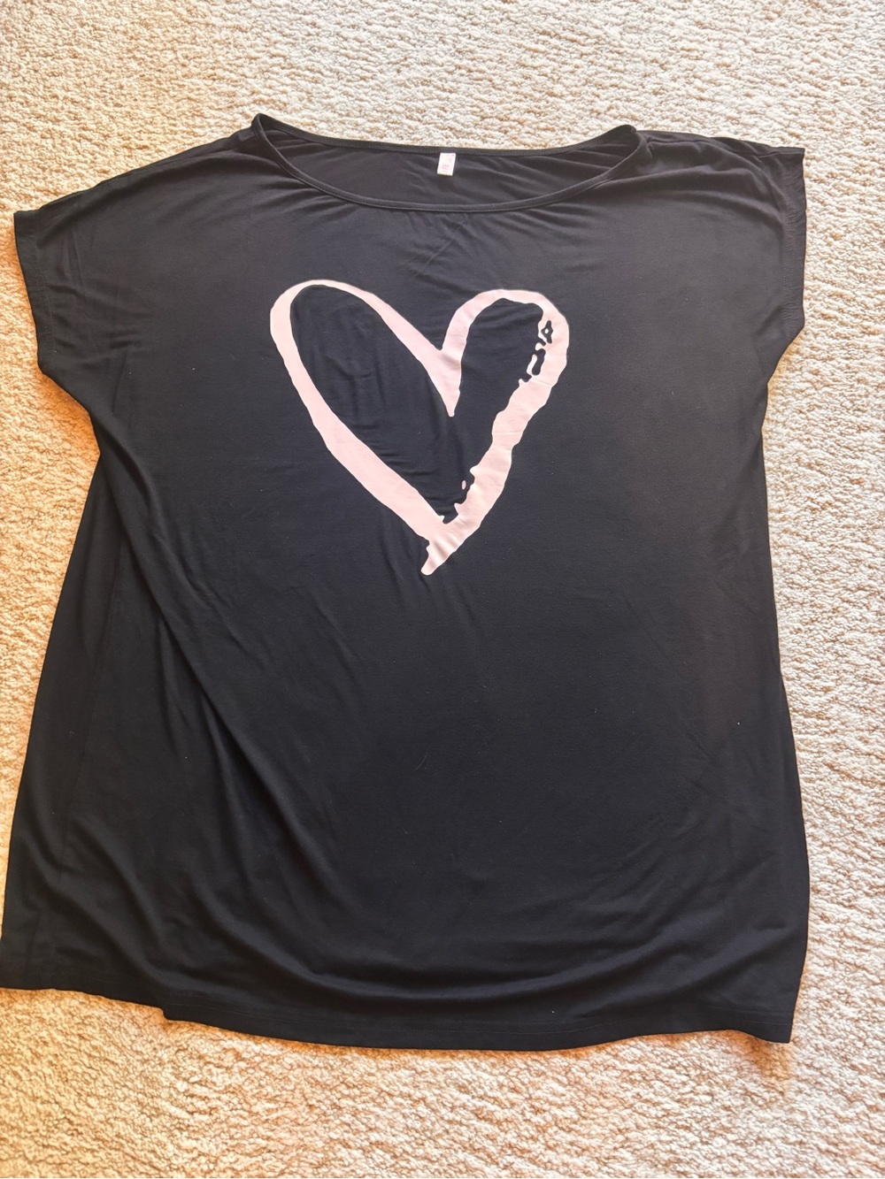 Black Tee with White Heart Graphic